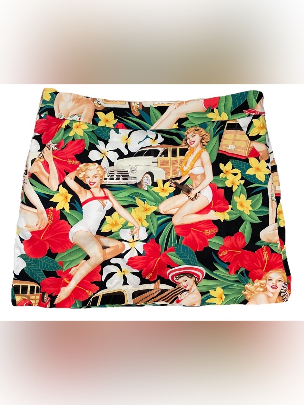 LOUDMOUTH Ladies ALOHA Pinup Girls Rockabilly TROPICAL Retro GOLF SKORT Size 8